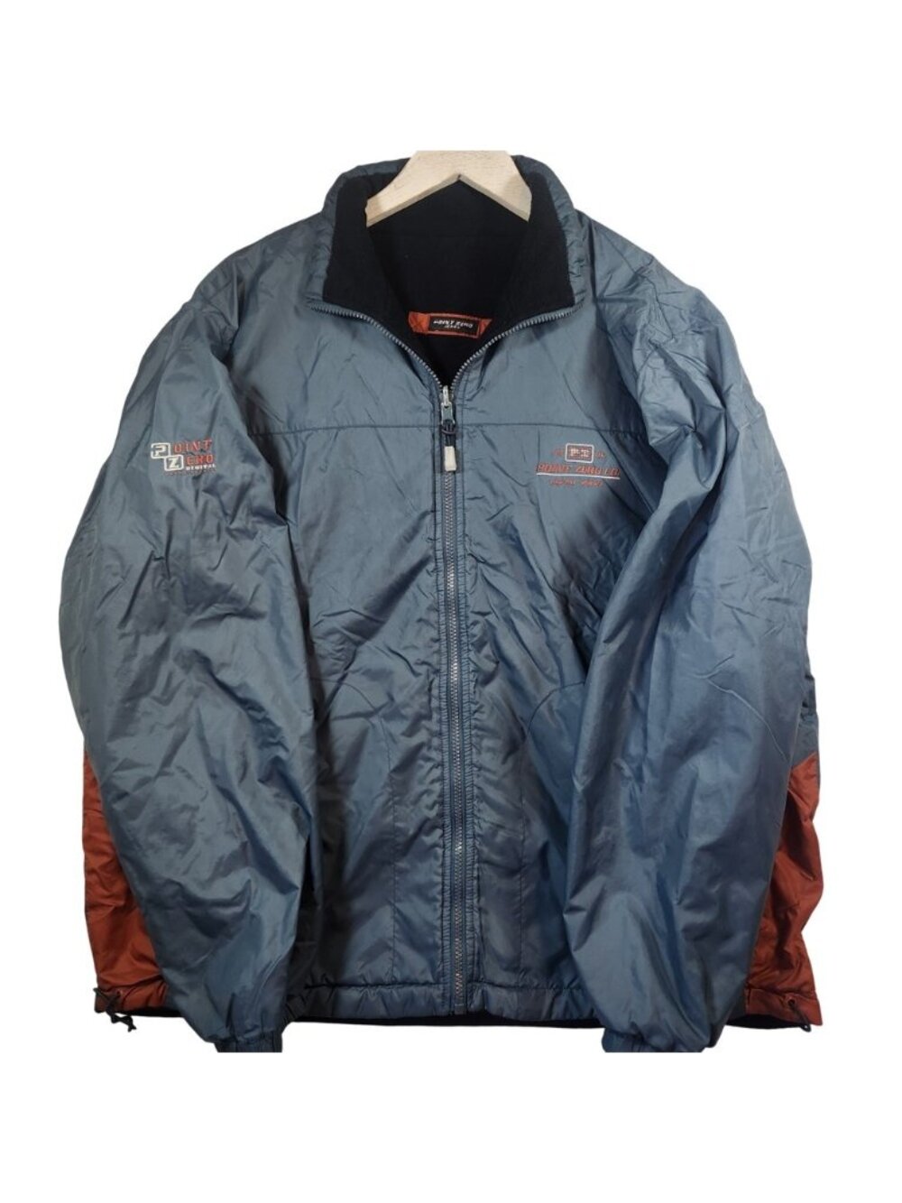 Point Zero Jeans Digital Series Mens Blue Orange Colorblock Puffer Jacket Large‎
